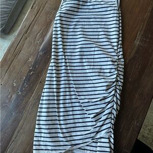 Striped White and Black Knot-Detail Women's Skirt